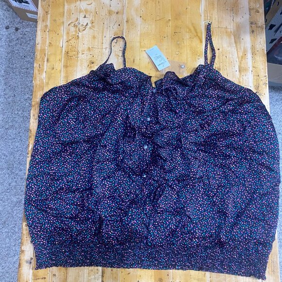 Lane Bryant Sleeveless Top Womens 26/28 Black Polka Dot Ruffle Smoked Hem Summer - Picture 9 of 12